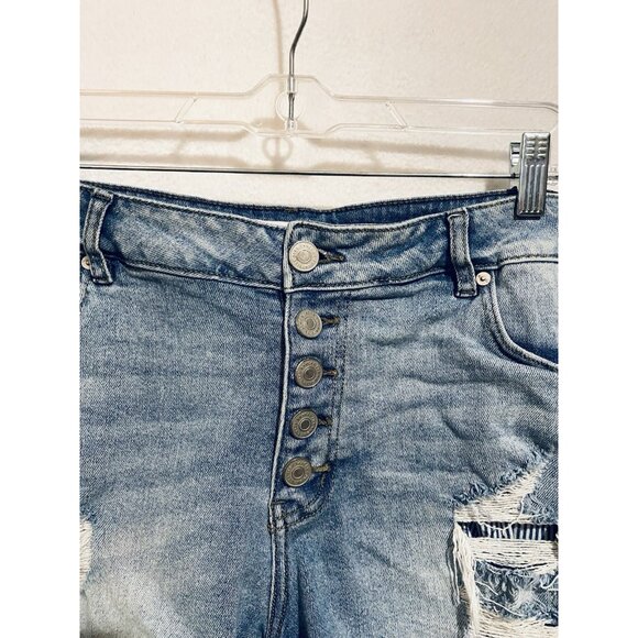 KanCan Denim Shorts Womens 14 Light Wash High Rise Button Fly 3.5 in Boho Beachy - Picture 3 of 7